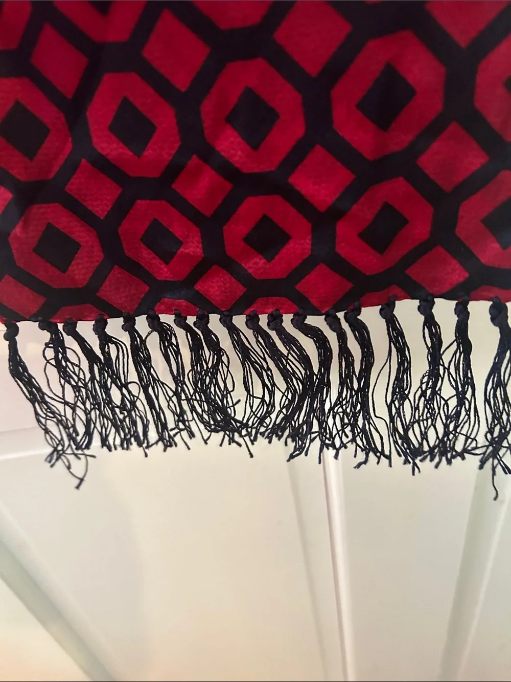 Talbots Black and Red Geometric Fringe Panel